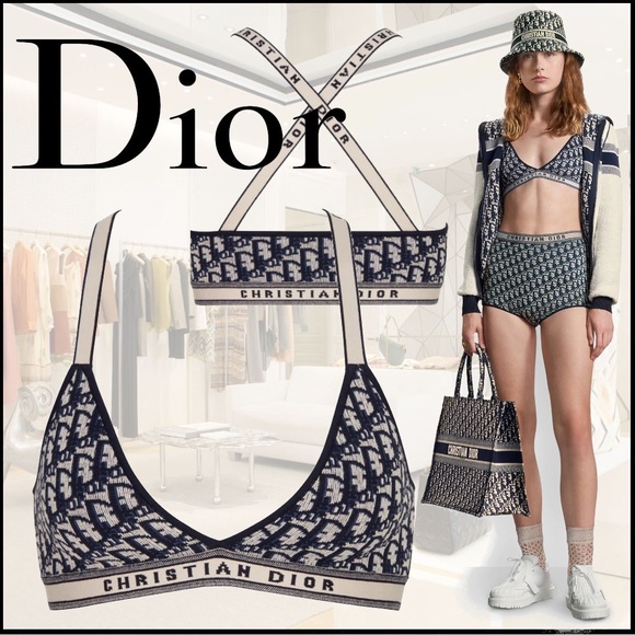 DIOR Bralette Navy Blue Oblique - Picture 3 of 4